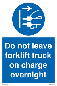 Do not leave forklift truck on charge overnight